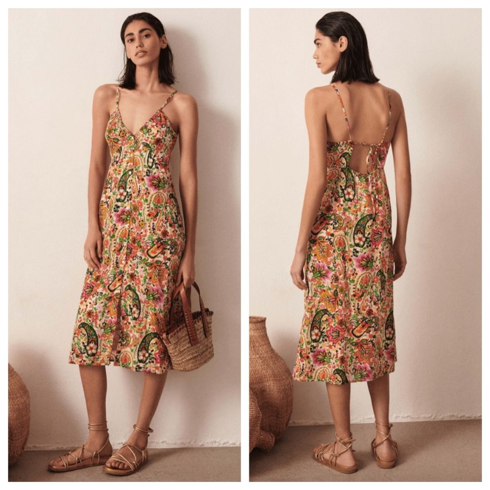 Ba&sh Baila Floral Mixed Print Back Cutout A Line Dress